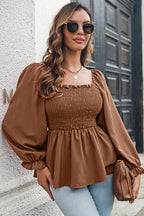 See You There Statement Sleeve Smocked Top