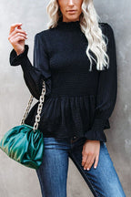 Livin' Breezy High Neck Pleated Chiffon Top