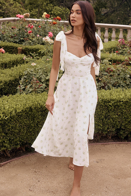 Embrace The Sun Print High-Slit Midi Dress