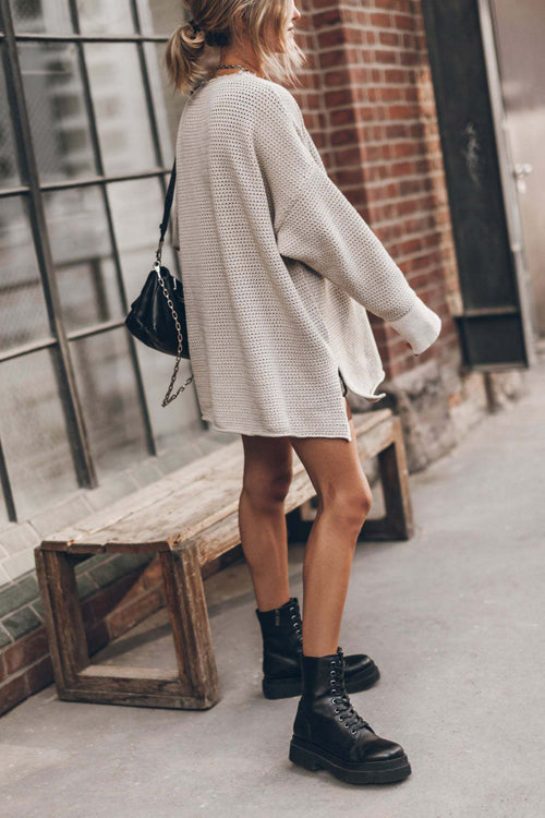 Everyday Radiance Long Sleeve Side Slit Knit Dress -3 Colors