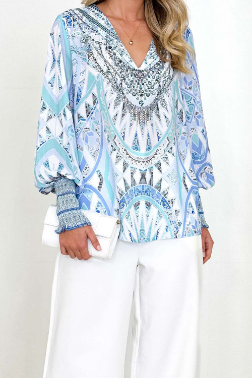 Mood Your Best Print Long Sleeve Top