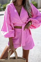 Divinely Sunlit Wrap Long Sleeve Suit