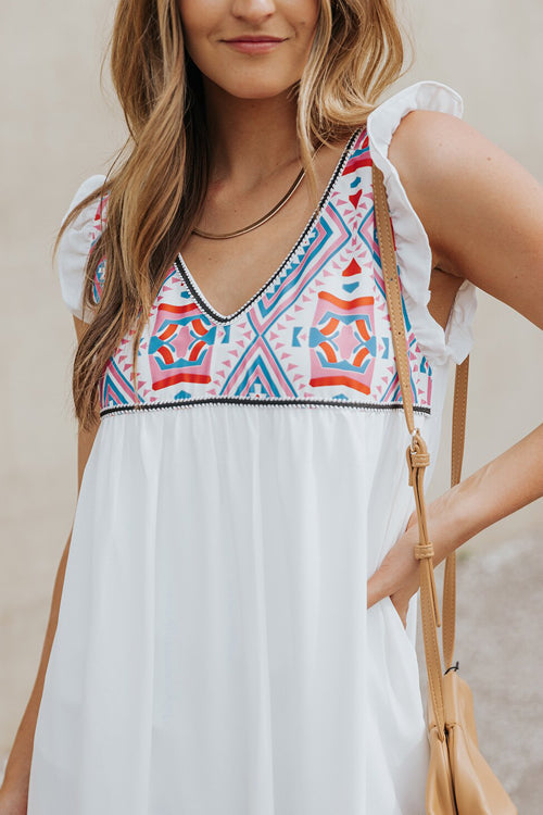 Living In The Occasion Print Sleeveless Mini Dress