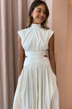 Share Your Joy Cut-out White Maxi Dress