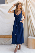 Didi Corset Bodice Denim Midi Dress