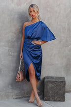 Heading Out For The Day One Shoulder Midi Dress