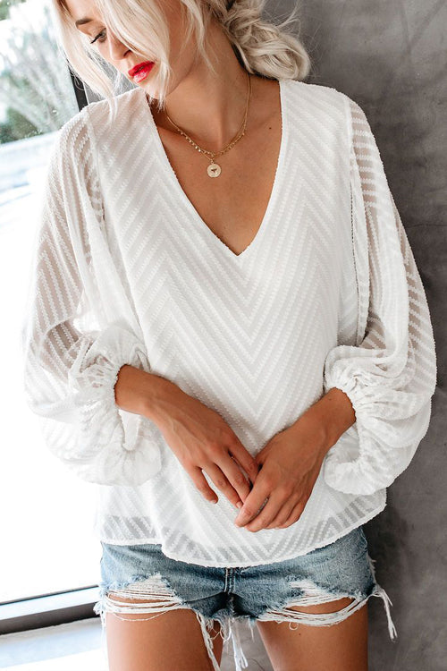 Polished Frills Balloon Sleeve Lace Top