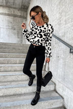 Season To Glow Leopard Backless Long Sleeve Top