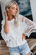 Improved With The Day Lace Embroidery Short Sleeve Top