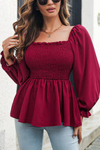 See You There Statement Sleeve Smocked Top