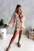 Sunlit Days Ahead Printed Wrap Romper