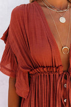 Golden Glow & Playful Spirit Ruffled Beach Wear Maxi Dress - 8 Colors