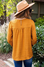 Daytime Escape Yellow Boho Embroidery Top