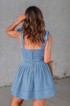 Season Of Playful Spirit Tied Up Denim Mini Dress