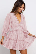 Love Story Language Ruffled Printed Mini Dress