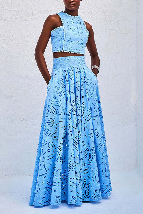 Modern Romance-Inspired Crochet Maxi Dress Suit