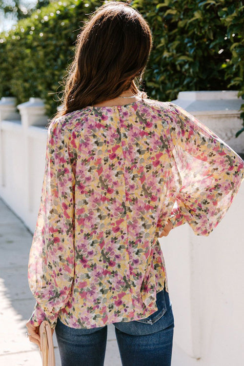 Extra Charming Floral Printed Smocked Top