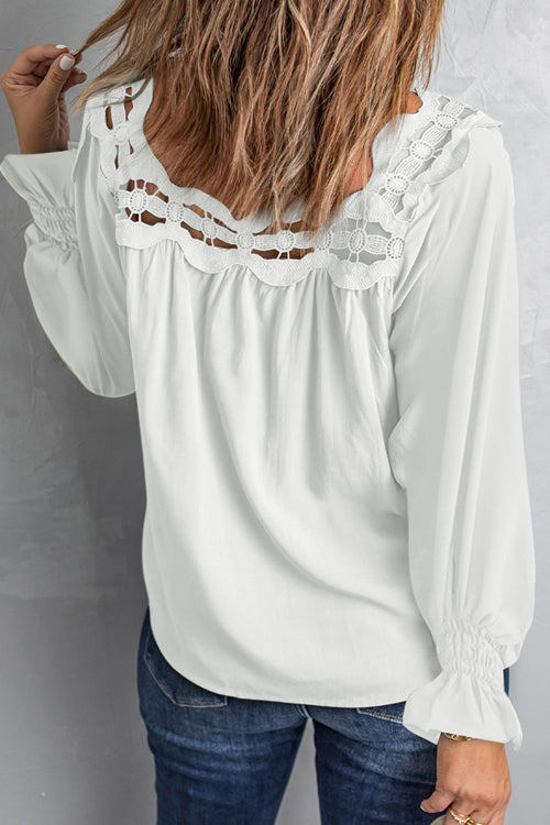 Romance-Inspired History Crochet Long Sleeve Top