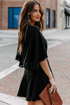 Feminine Affection Cape Short Sleeve Wrap Mini Dress