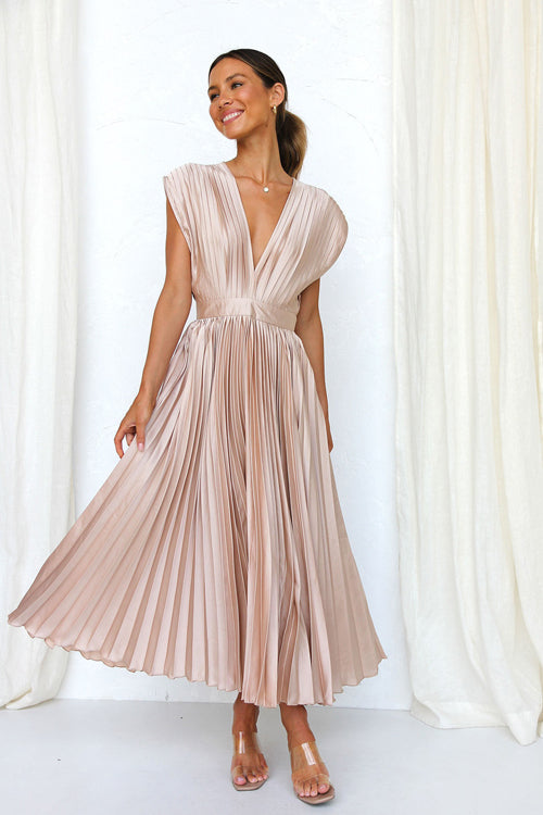 A New Day V-Neck Pleated Midi Dress