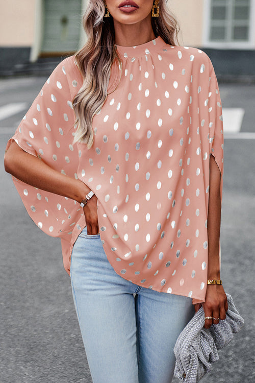 Promises Kept Dotted Short Sleeve Cape Top