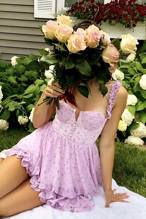 Delightful You Ruffled Floral Print Mini Dress