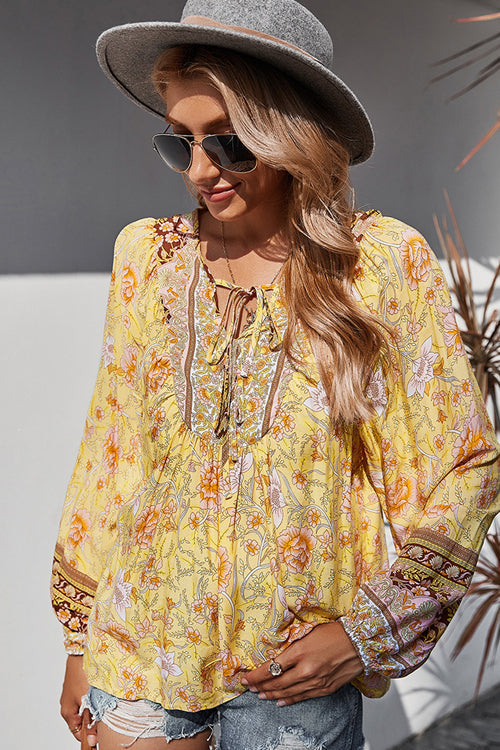 Flourishing Reveries Boho Printed Top
