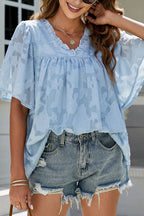 A Chance For Affection Floral Jacquard Short Sleeve Top - 7 Colors