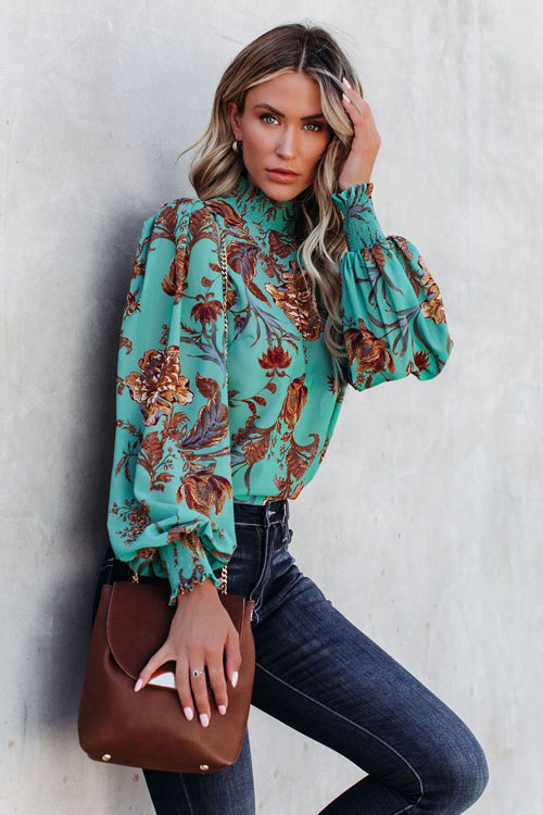 Charming Wishes Floral Print Smocked Top