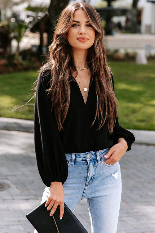 Enternally Bold V-Neck Long Sleeve Top