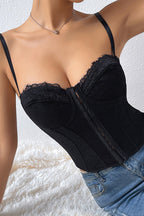 Keep Me Close Lace Backless Bustier Corset Crop Top