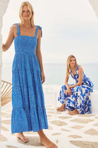 Sunset Escape Print Maxi Dress - Blue