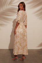 Mykonos Mood V-Neck Printed Maxi Dress
