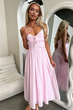 Confident Charmer Spaghetti Ruffled Midi Dress