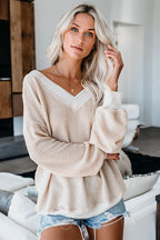 Basics Ellie V-neck Long Sleeve Casual Top