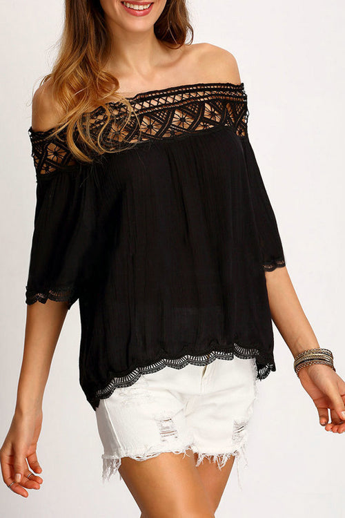 Delightful Memories Off the Shoulder Eyelet Top
