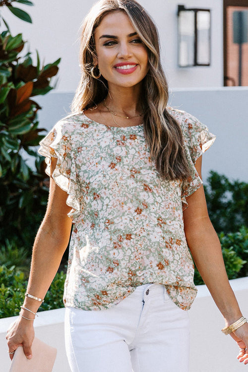 Blossoming Style Printed Short Sleeve Top