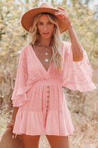 Enchanted Date Lace V-Neck Mini Dress - 7 Colors