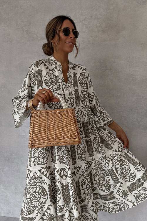 Admirably Polished Print Long Sleeve Mini Dress