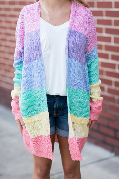 Rainbow Muse Striped Knit Cardigan