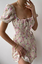Floral Forever Puff Short Sleeve Printed Mini Dress