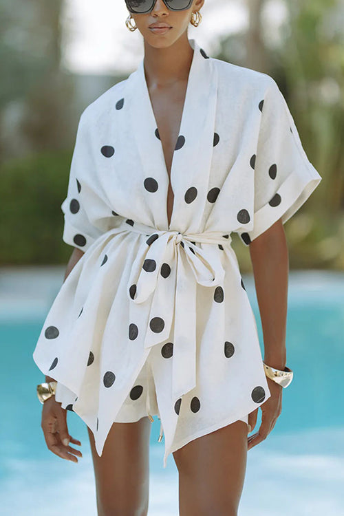 Grace and Radiance Polka Dots Short Sleeve Suit