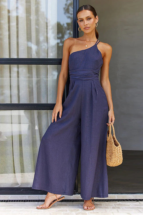 Just Kick It One Shoulder Wide-Leg Jumpsuit