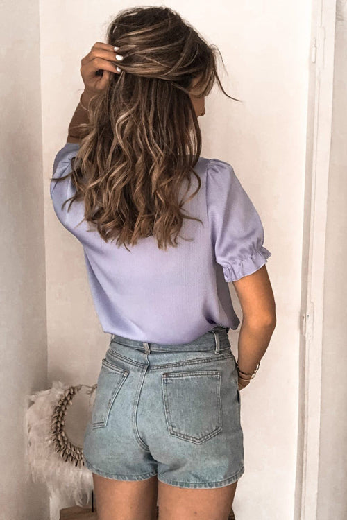 Patio Date Lace Ruffled Short Sleeve Top