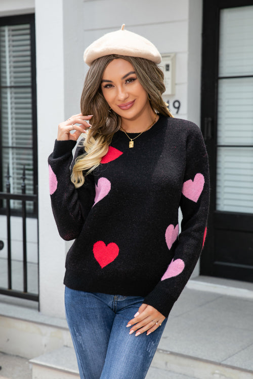 Just Believe Heart Long Sleeve Knit Sweater