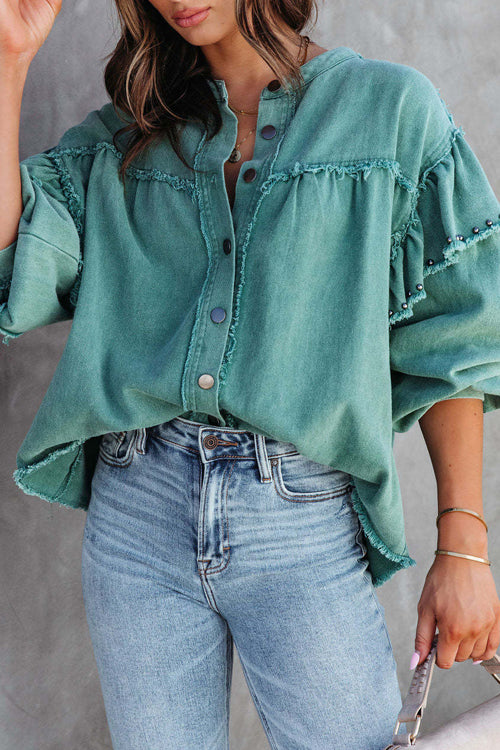 Your Finest Ruffled Rivet Shacket