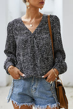 Draw You Close Printed Long Sleeve Wrap Top