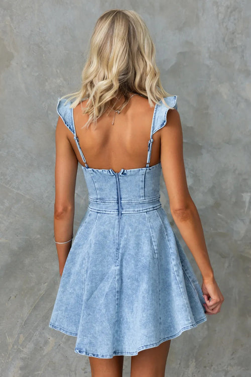Summer Muse Medium Wash Denim Mini Dress