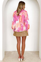 Help You Out Print Collared Long Sleeve Top