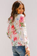 Delightful And Polished Floral Print Smocked Top